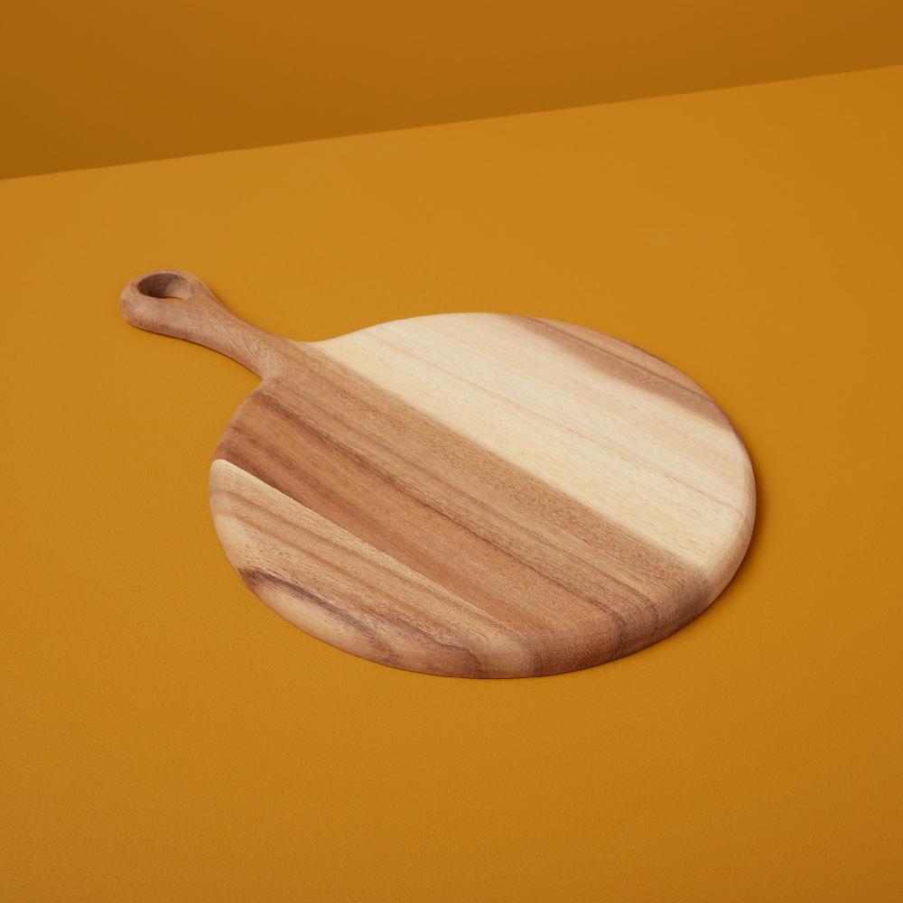 Acacia Small Round Board with Short Handle - Thumbnail 2