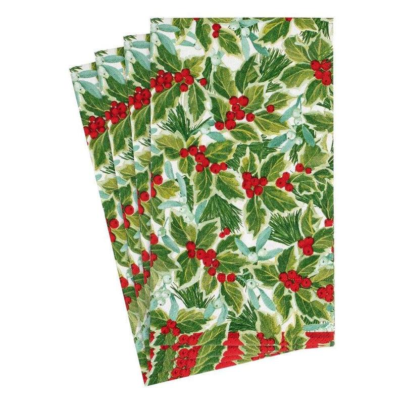 Caspari Holly and Mistletoe Paper Guest Towels - Thumbnail 3