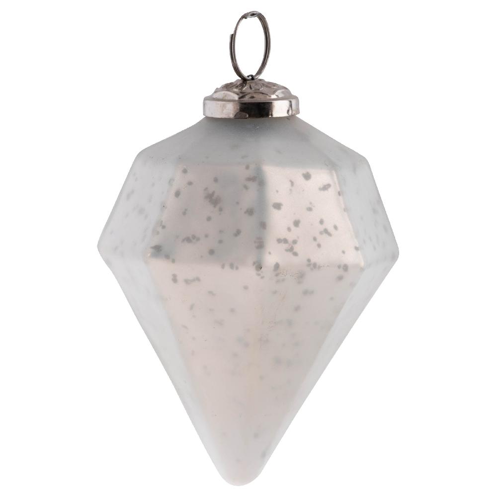 Diamond Pearl Matte Mercury Glass Ornament Medium - Thumbnail 3