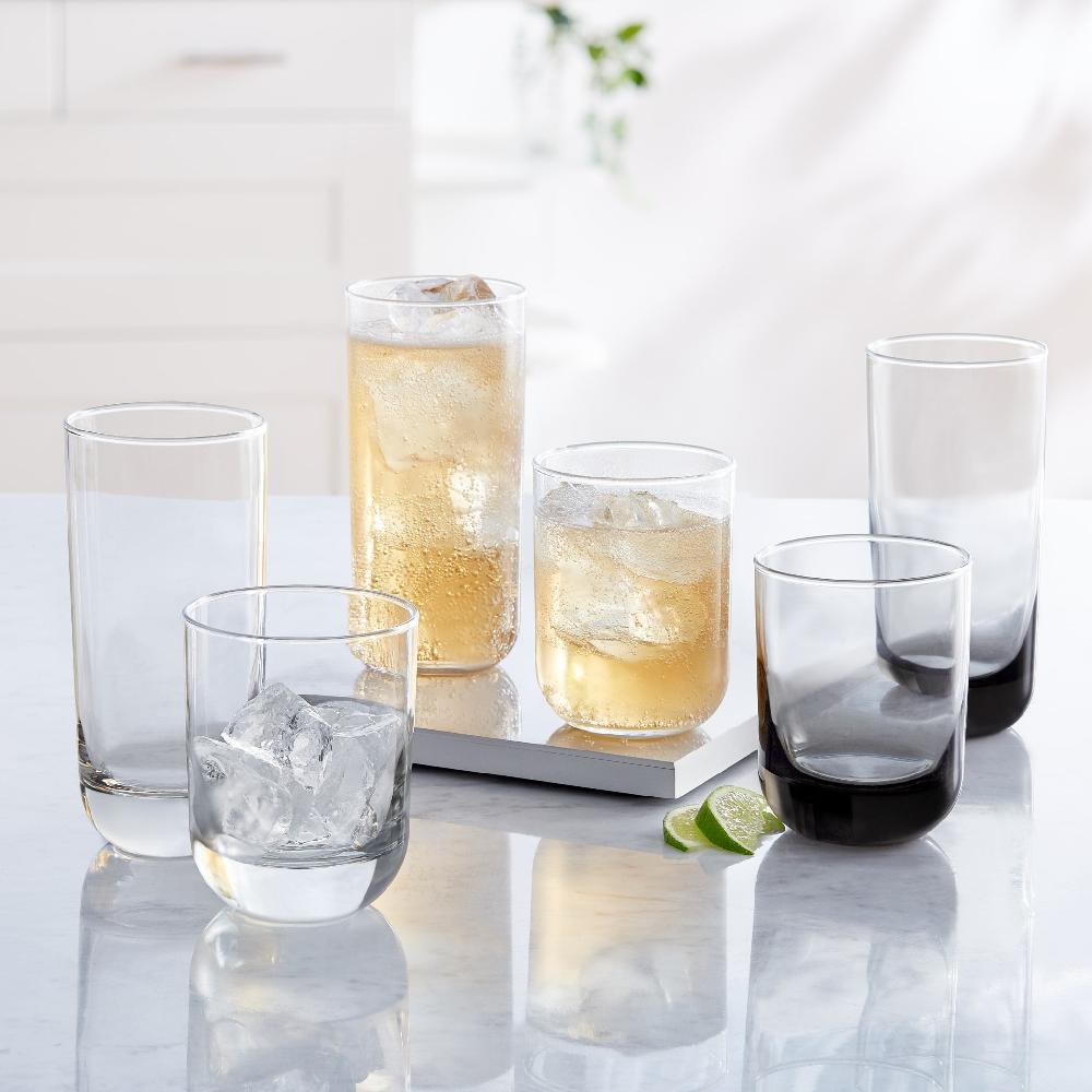 Libbey Polaris Tumbler and Rocks Glass Cups Set, Mixed Drink Glasses with Straight Lines, Lead-Free, Drinkware Set of 16 for all Beverages - Thumbnail 2