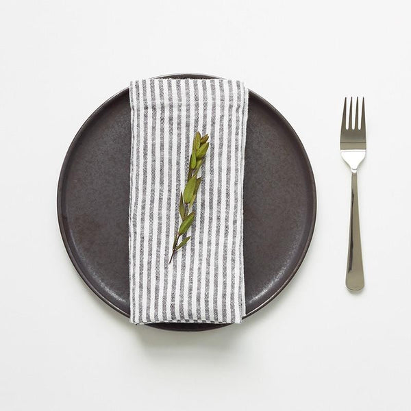 Thin Black Stripes Linen Napkins Set of 2 - Thumbnail 3