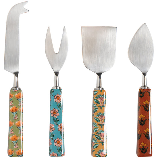 Set of 4 Assorted Mosaic Cheese Knives